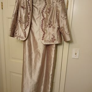 Alex Evenings Champagne Embroidered Maxi Dress